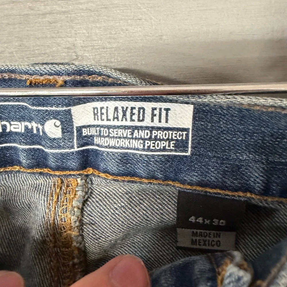 Carhartt Mens Relaxed Fit‎ Straight Leg Blue Denim Jeans 44x30 Medium Wash